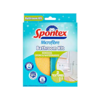 spontex microfibre bathroom & kitchen kit  x 2 pcs