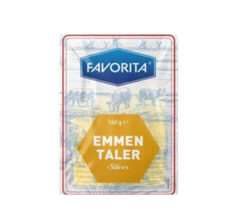 favorita emmentaler cheese sliced 160g