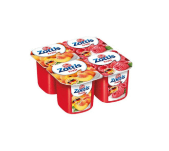 zott zottis yogurt fruit peach and rasberries x4